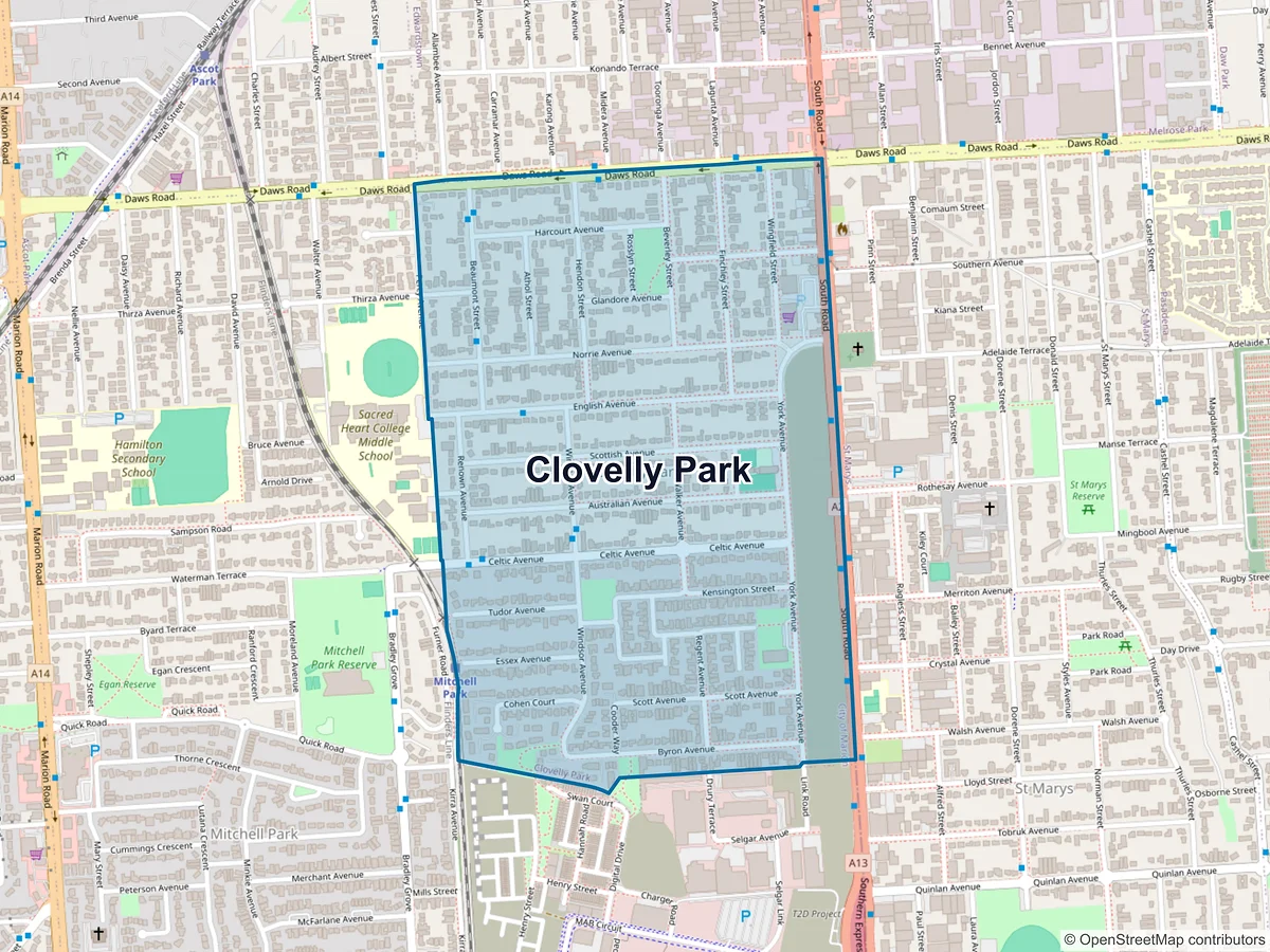 Map of Clovelly Park, SA, Australia