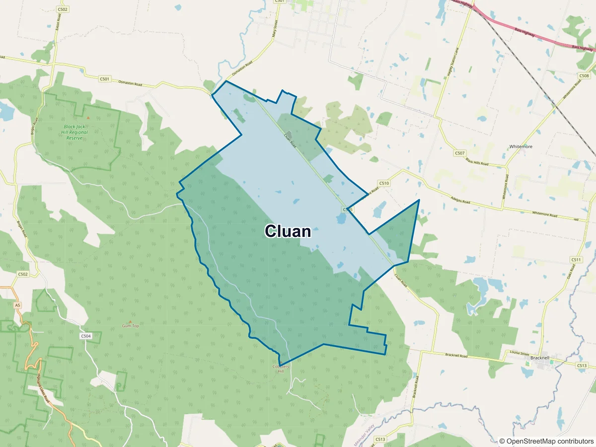 Map of Cluan, TAS, Australia