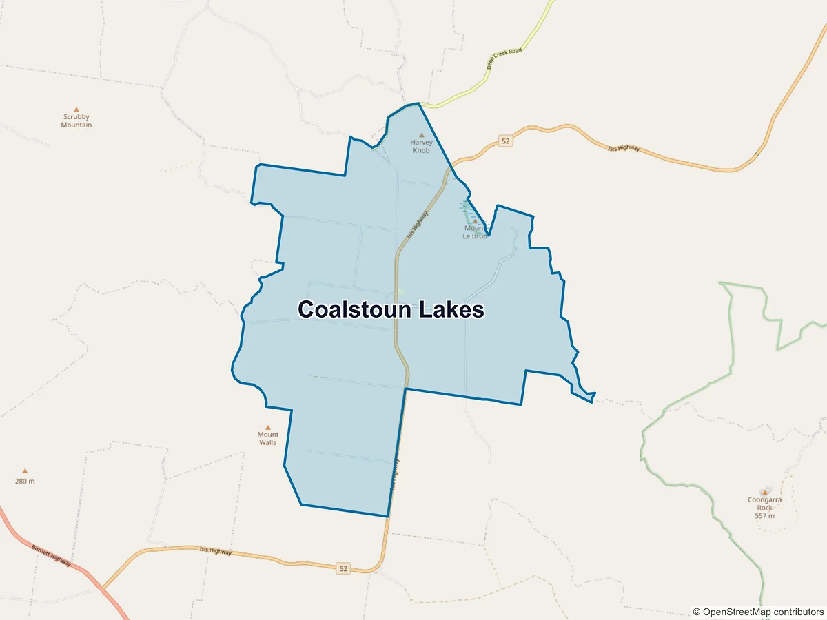Map of Coalstoun Lakes, QLD, Australia