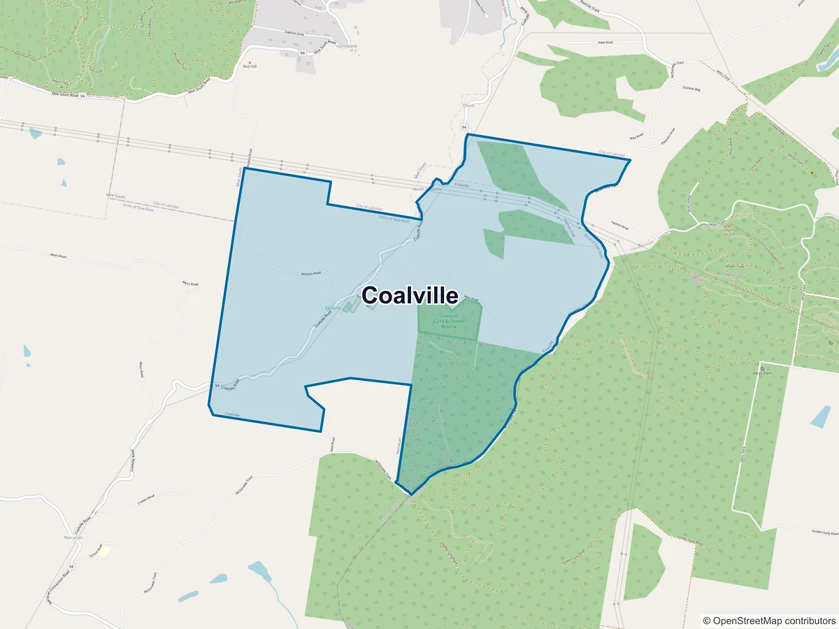 Map of Coalville, VIC, Australia
