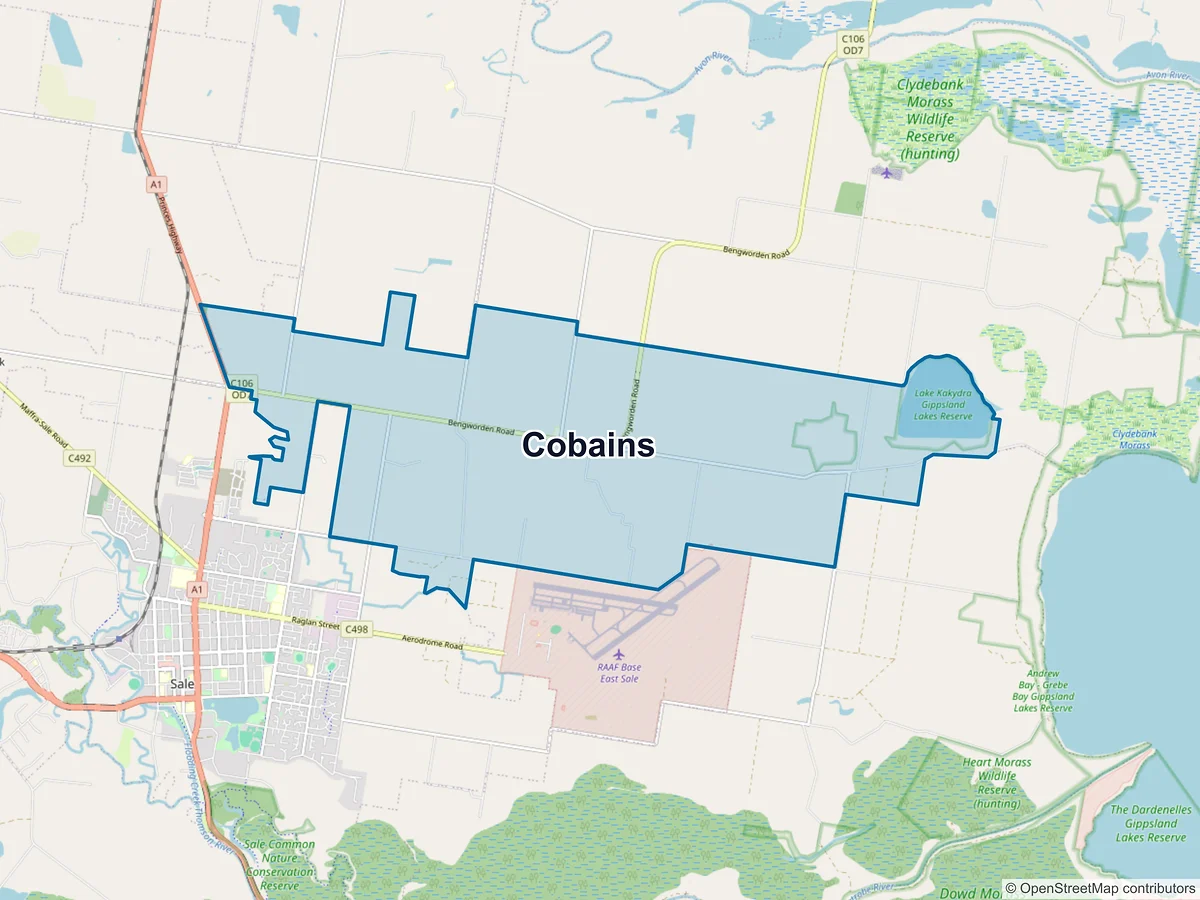 Map of Cobains, VIC, Australia
