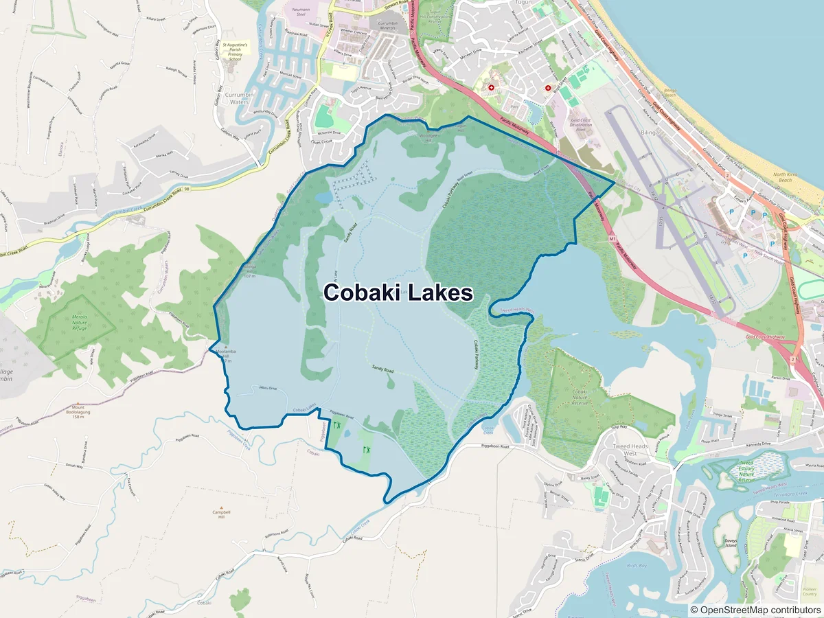 Map of Cobaki Lakes, NSW, Australia