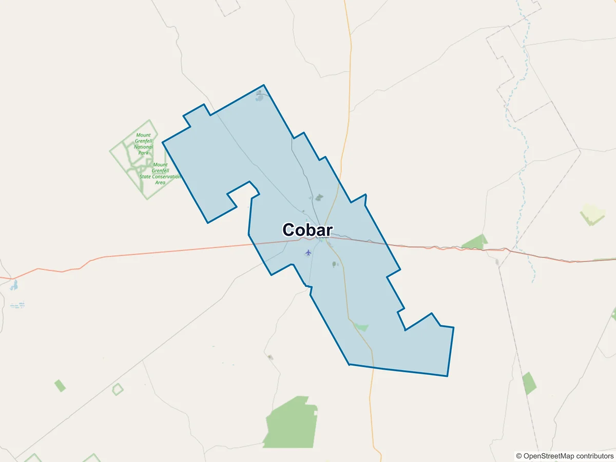 Map of Cobar, NSW, Australia