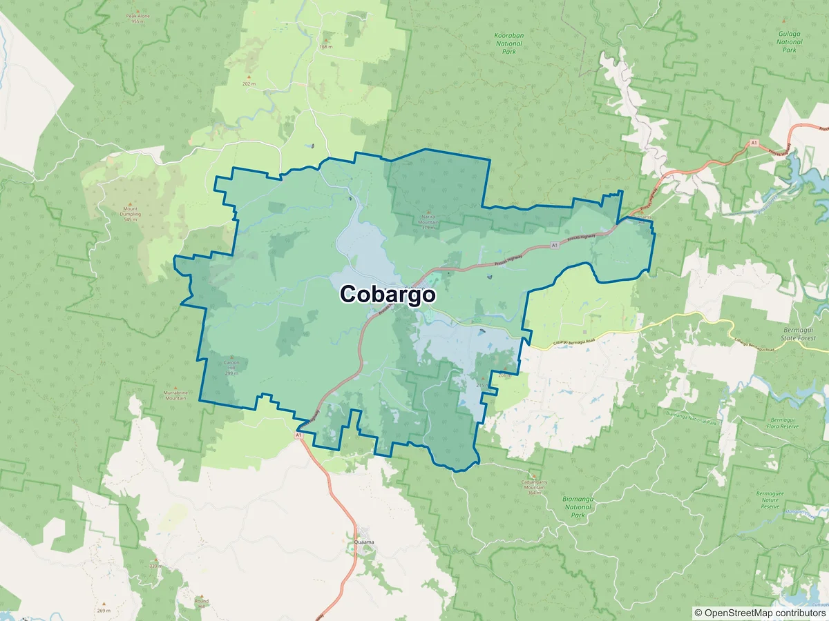 Map of Cobargo, NSW, Australia