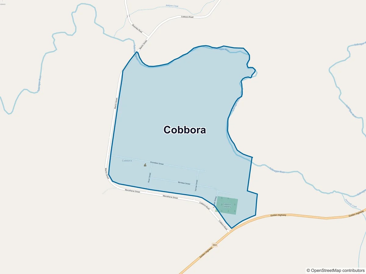 Map of Cobbora, NSW, Australia