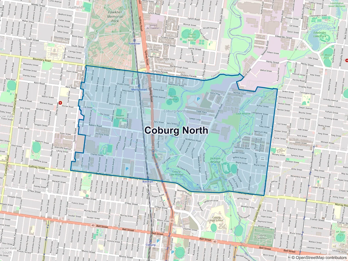 Map of Coburg North, VIC, Australia