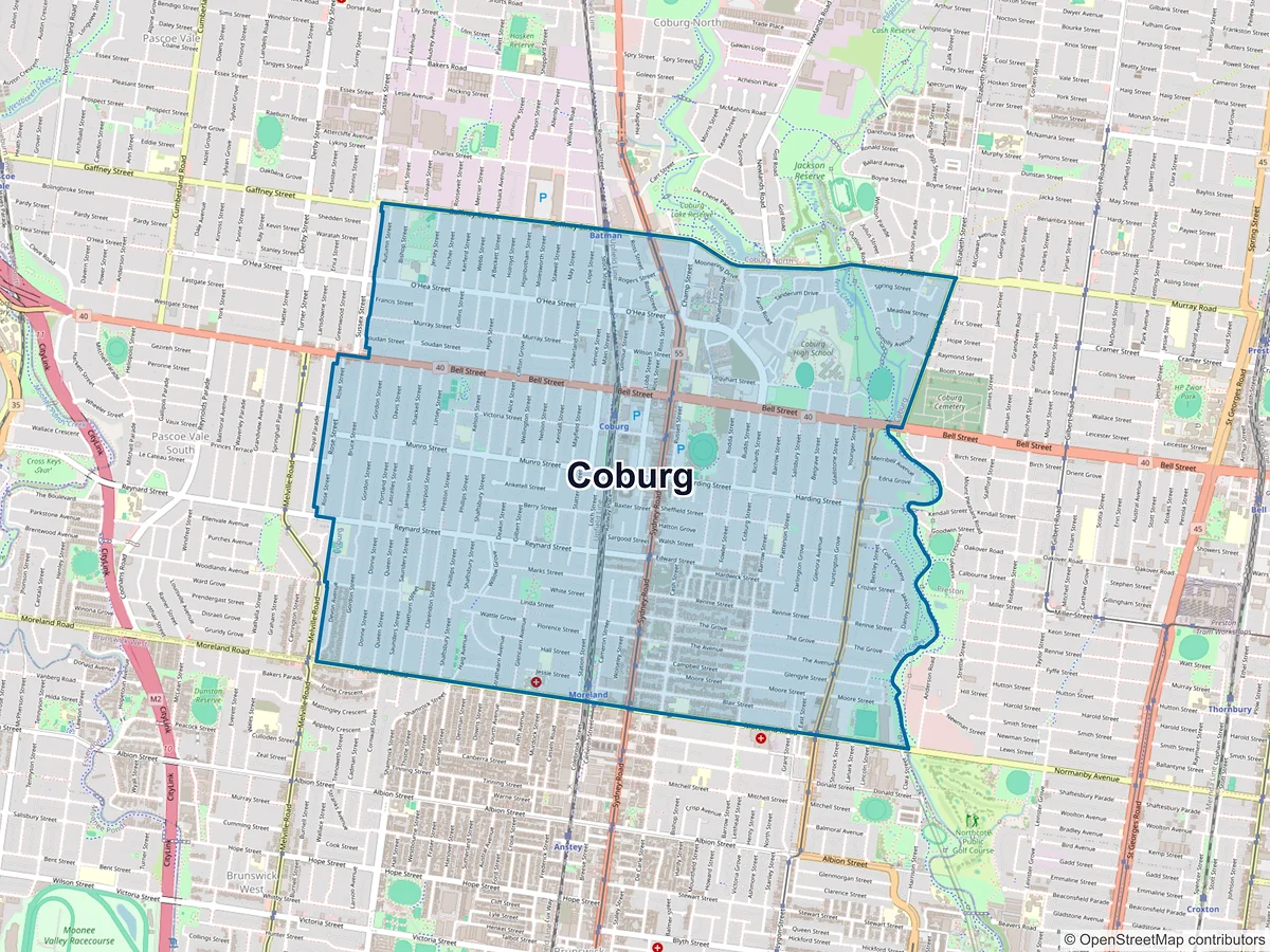 Map of Coburg, VIC, Australia