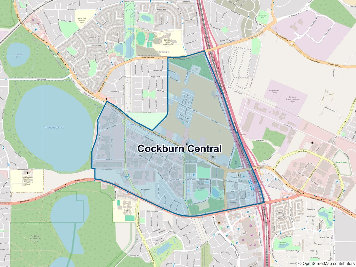 Map of Cockburn Central, WA, Australia