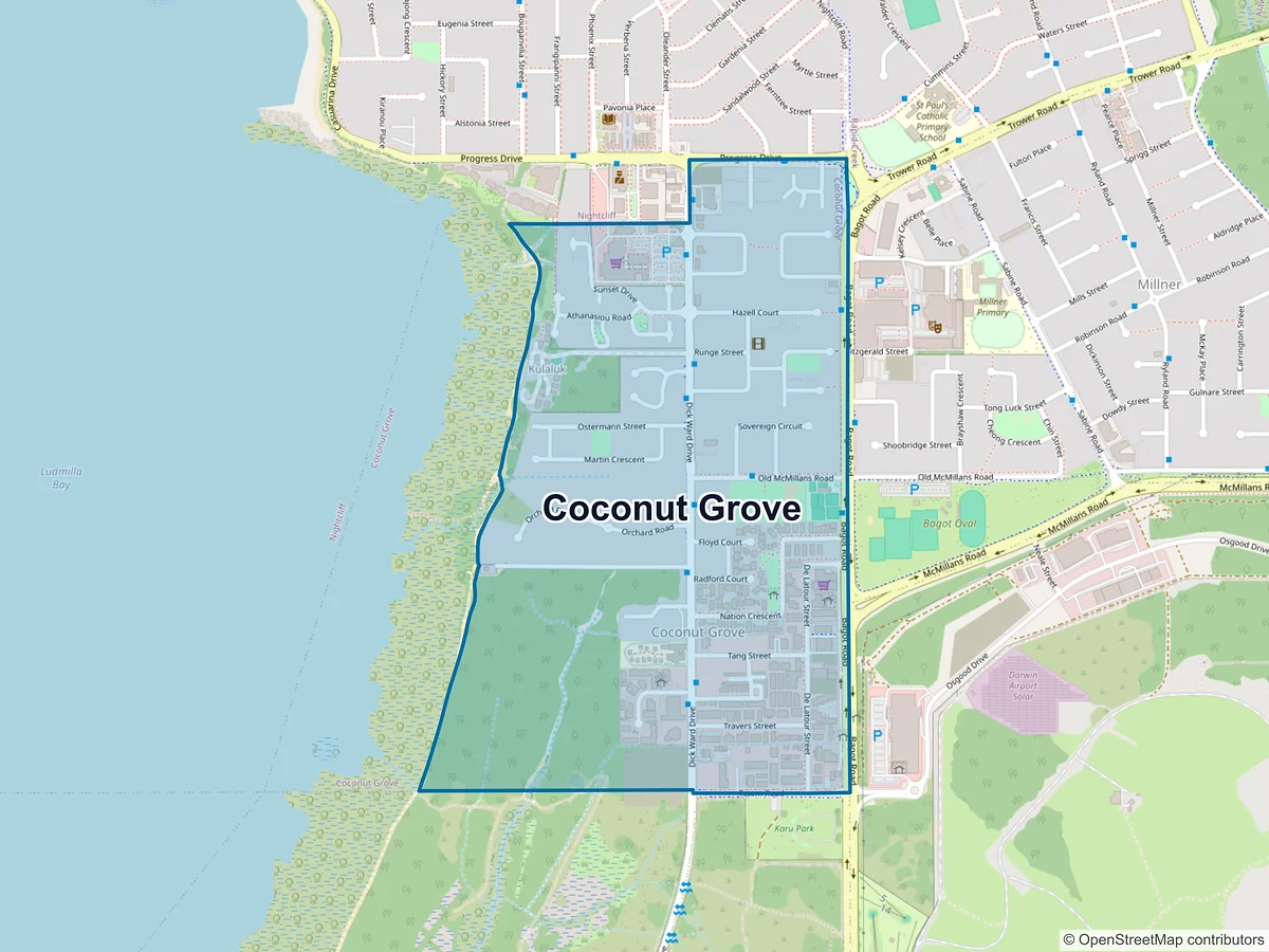 Map of Coconut Grove, NT, Australia