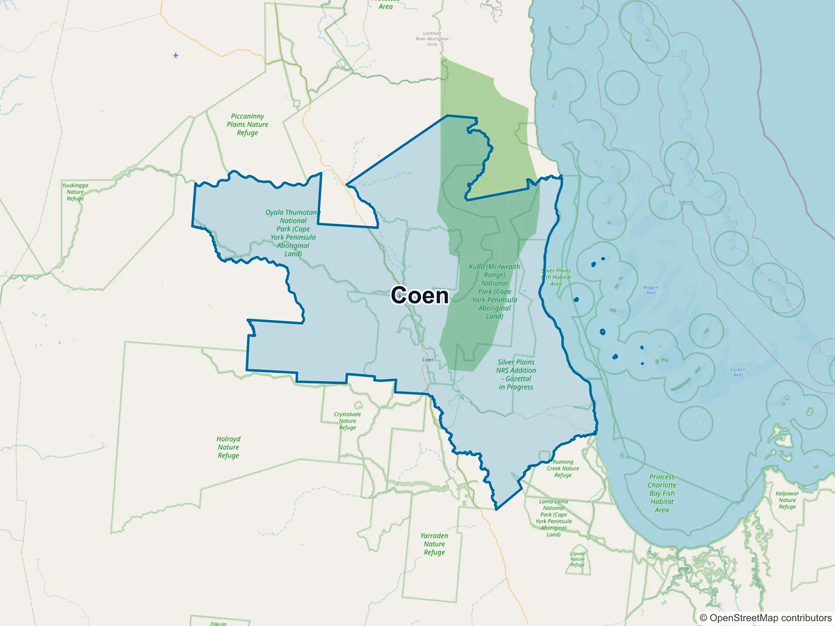Map of Coen, QLD, Australia