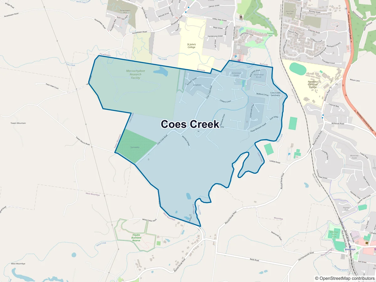 Map of Coes Creek, QLD, Australia