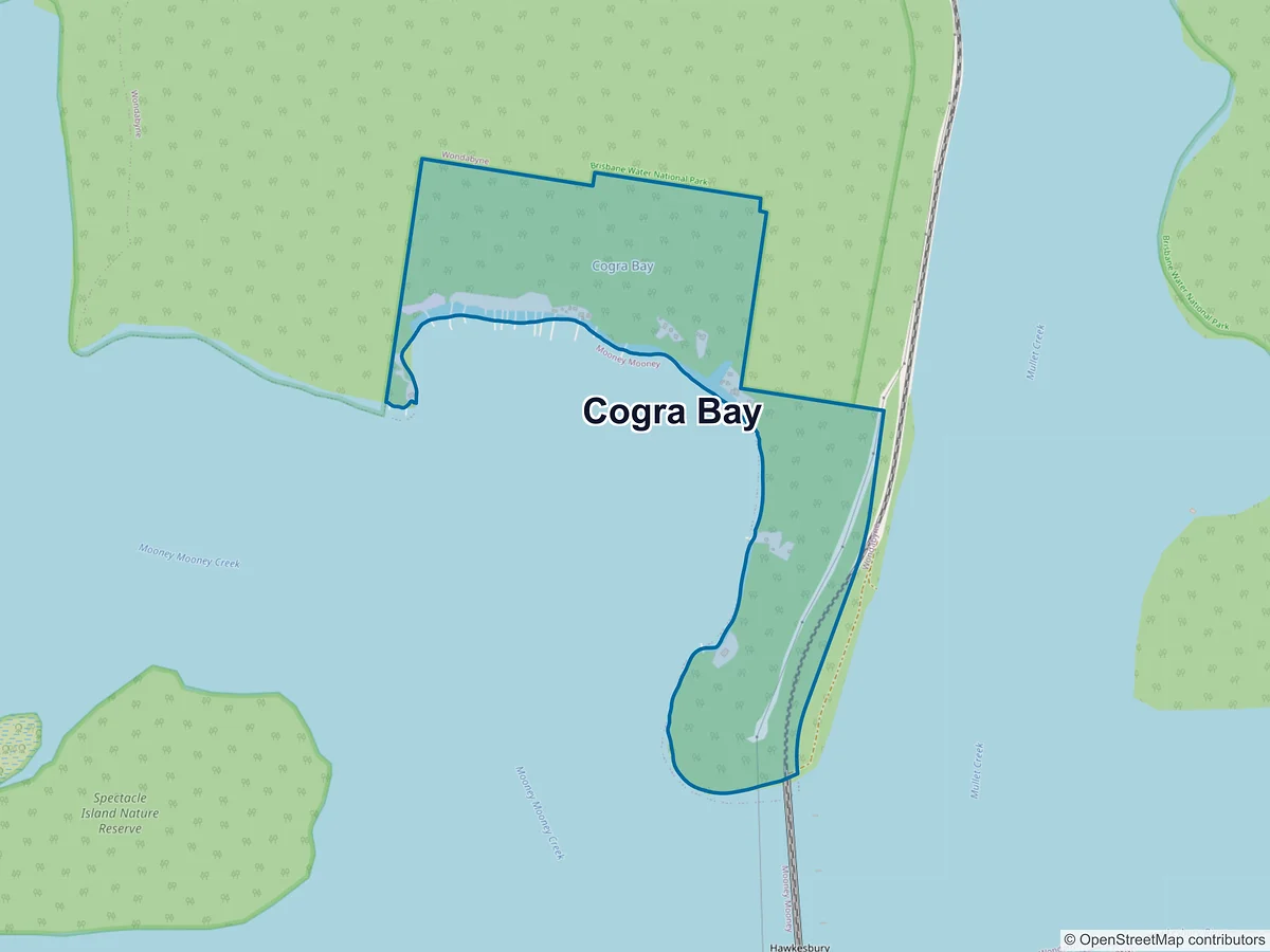Map of Cogra Bay, NSW, Australia