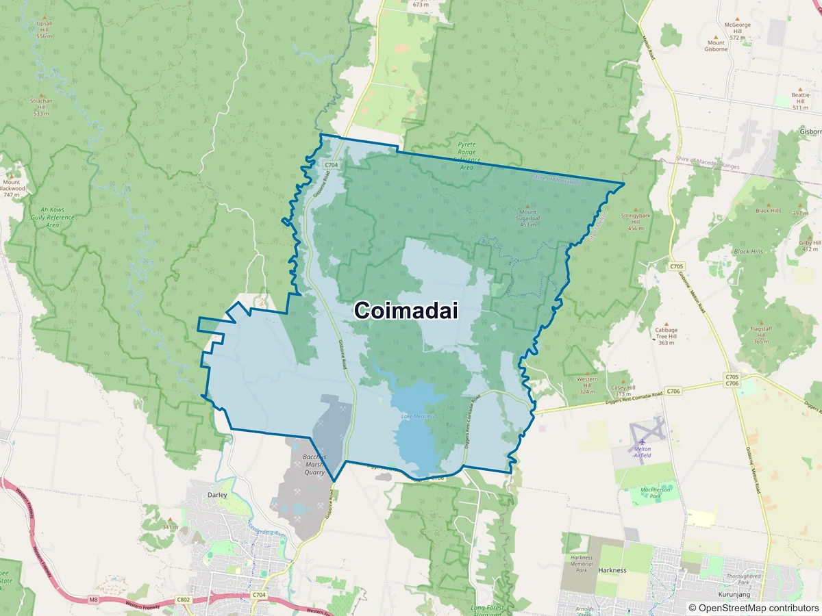Map of Coimadai, VIC, Australia