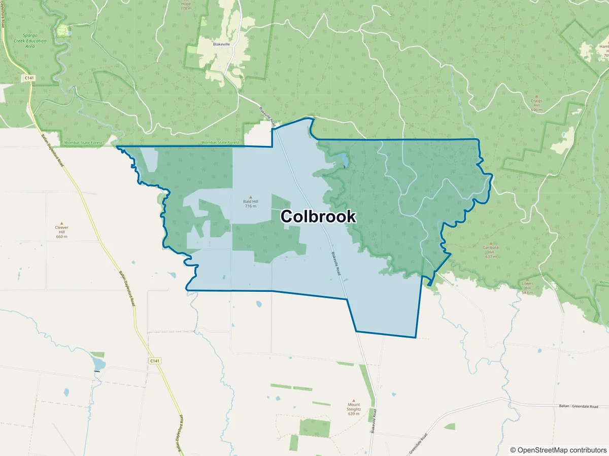 Map of Colbrook, VIC, Australia
