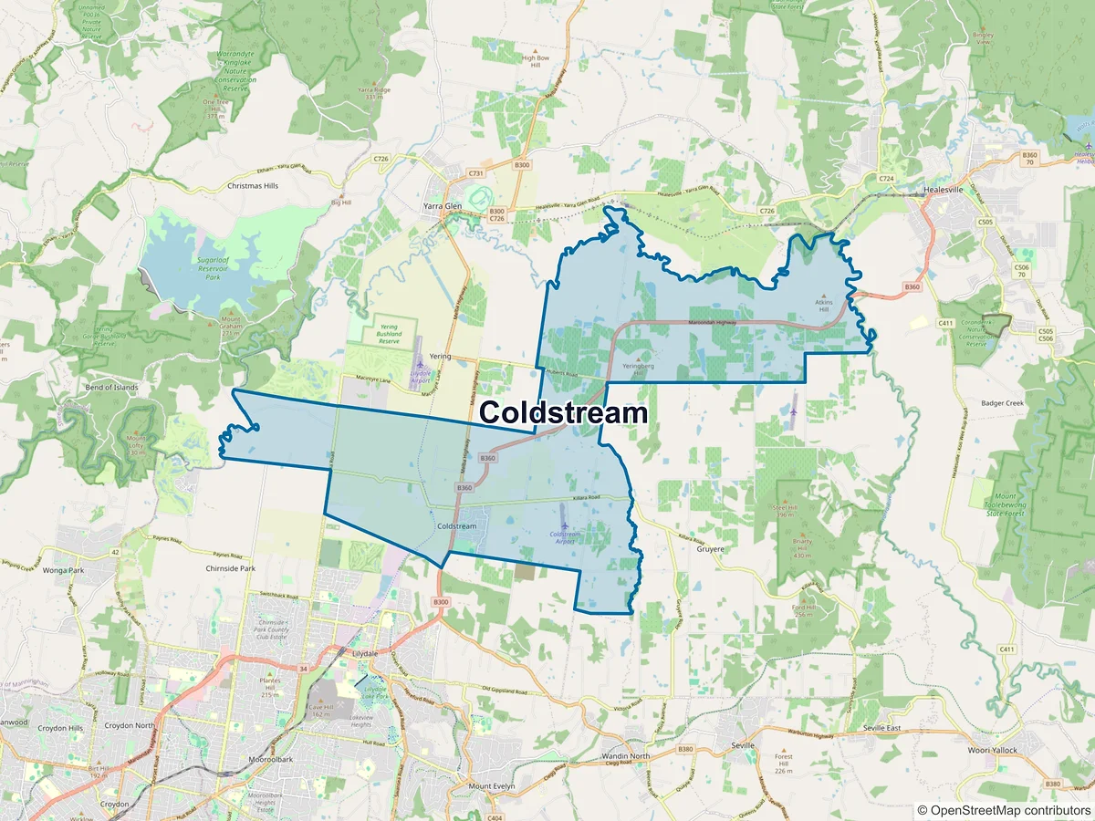 Map of Coldstream, VIC, Australia