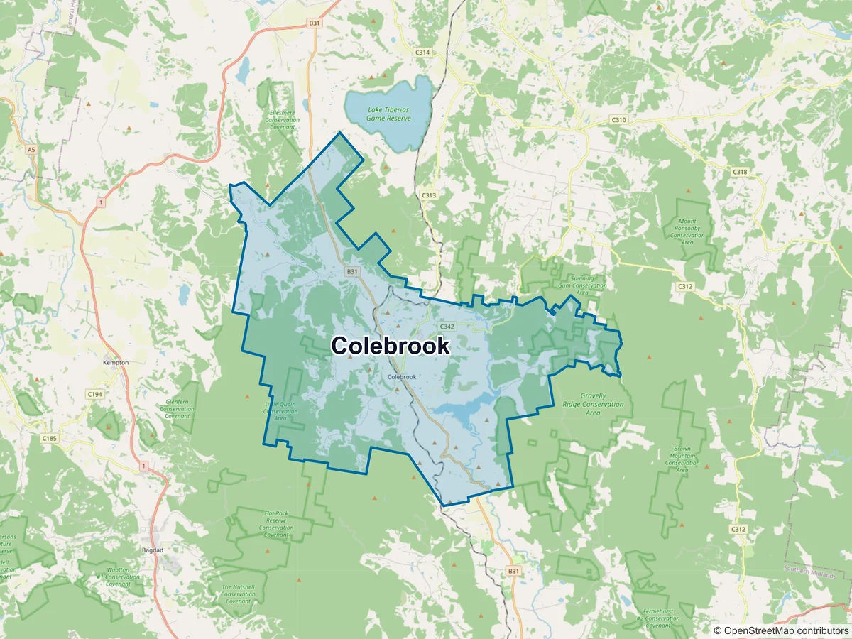 Map of Colebrook, TAS, Australia