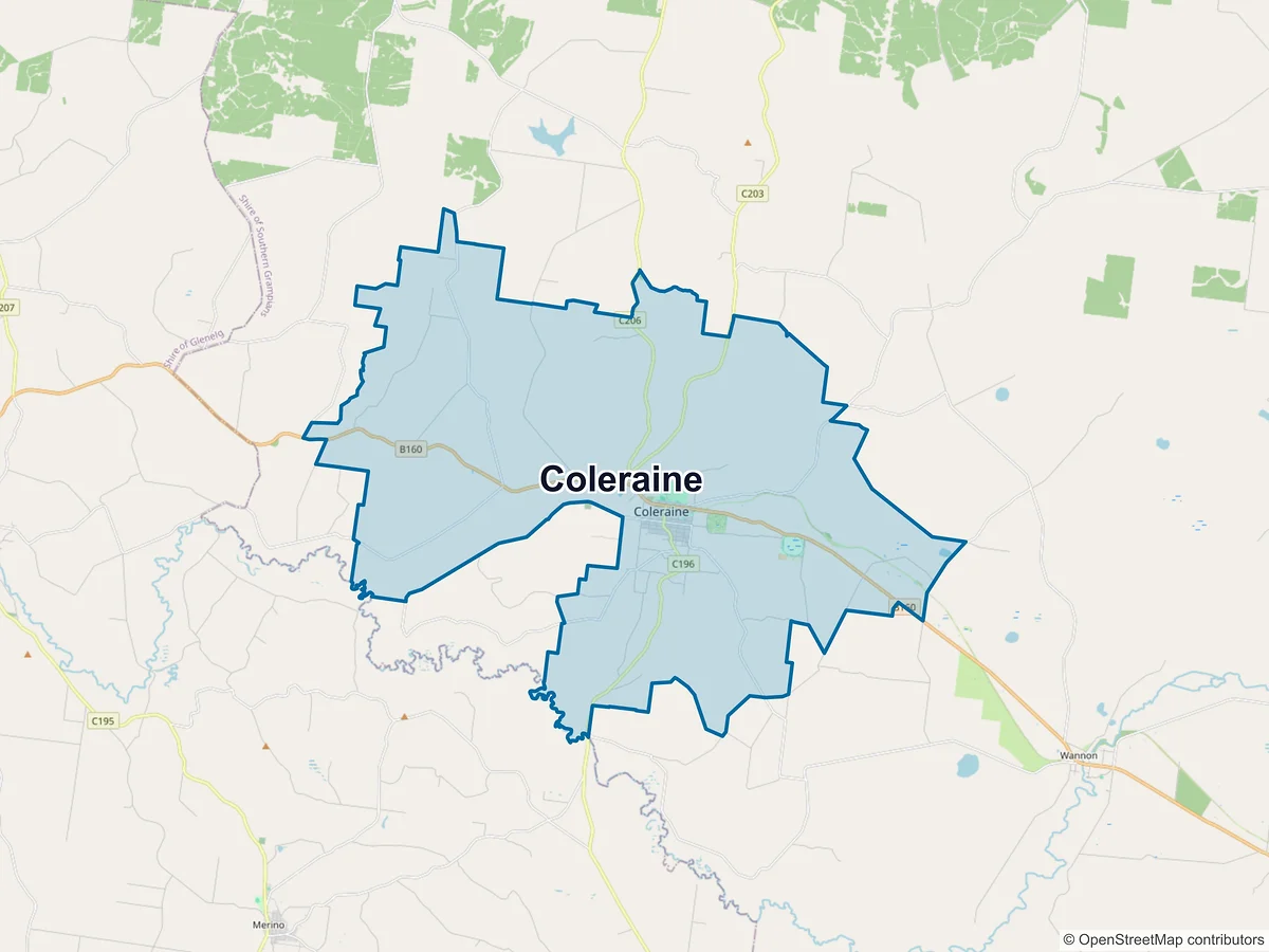 Map of Coleraine, VIC, Australia