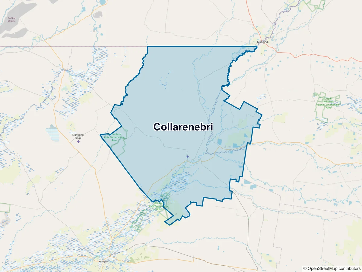 Map of Collarenebri, NSW, Australia