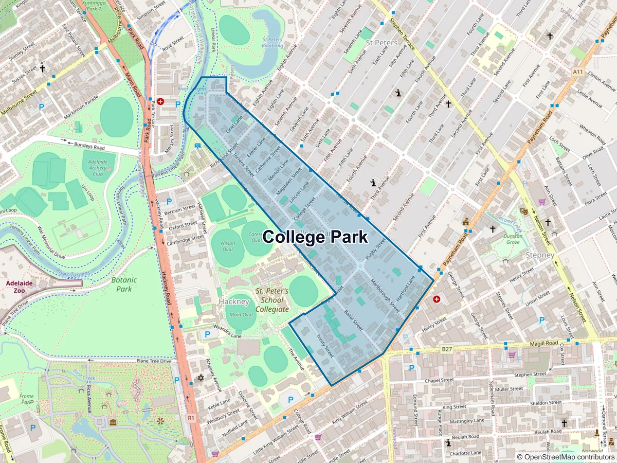 Map of College Park, SA, Australia