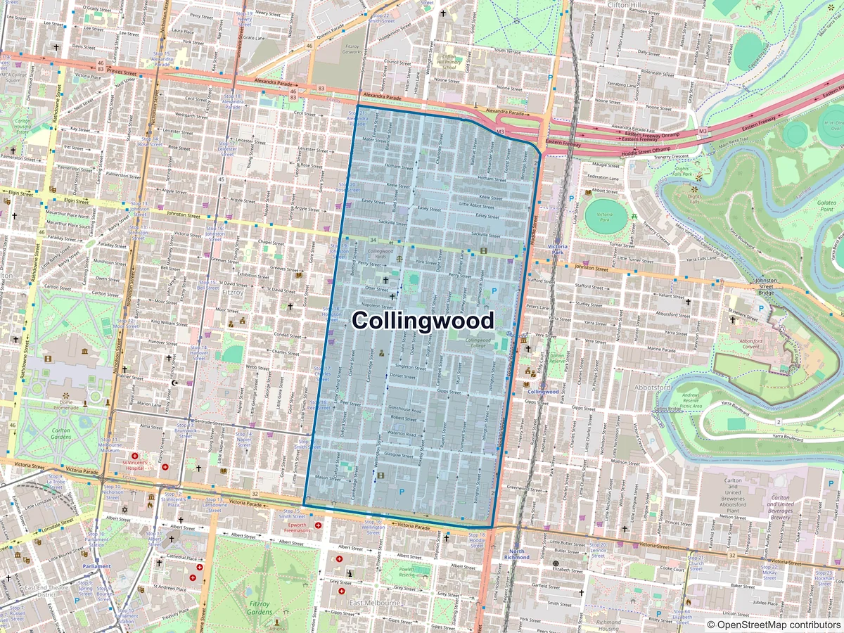 Map of Collingwood, VIC, Australia