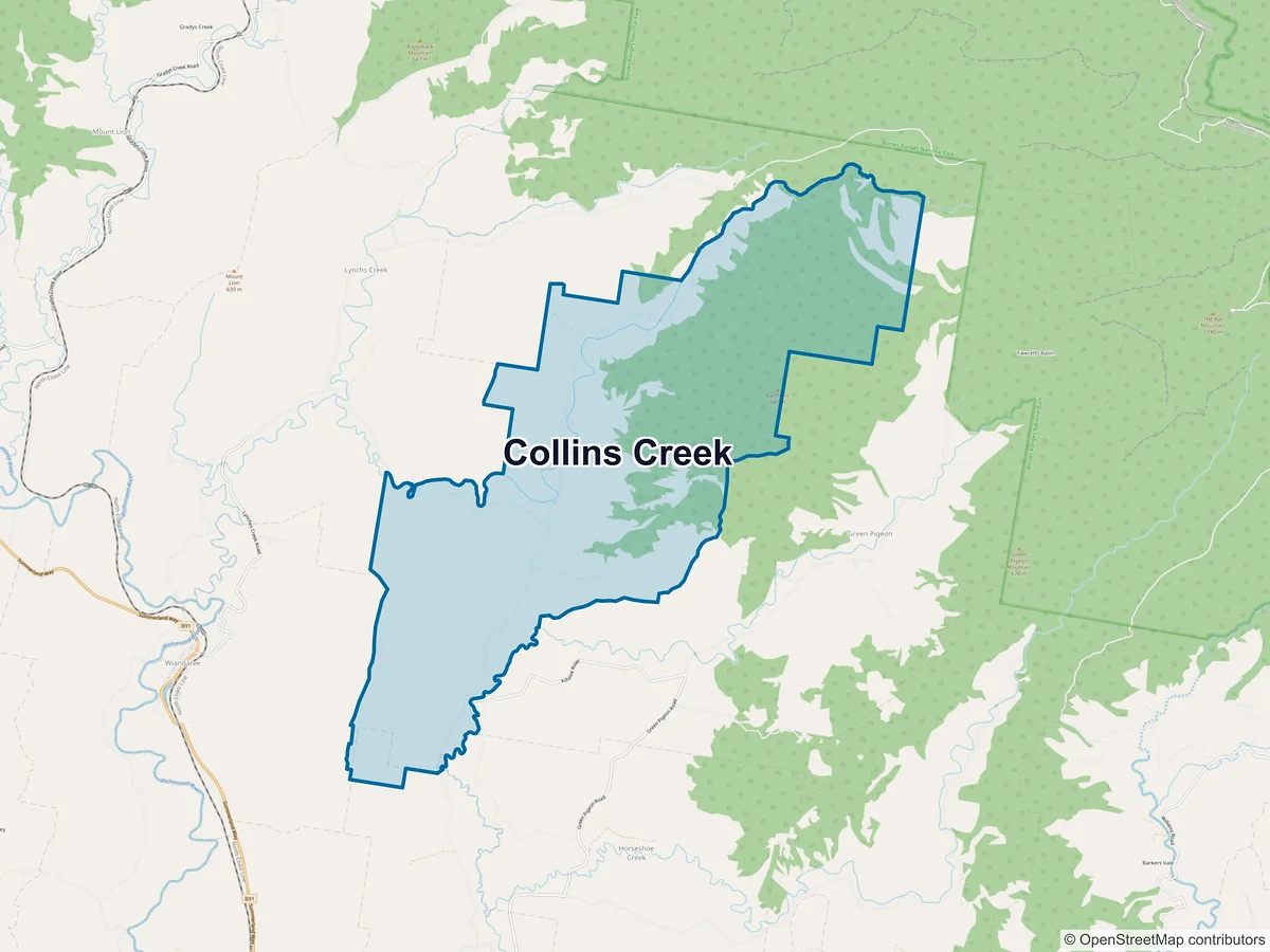 Map of Collins Creek, NSW, Australia