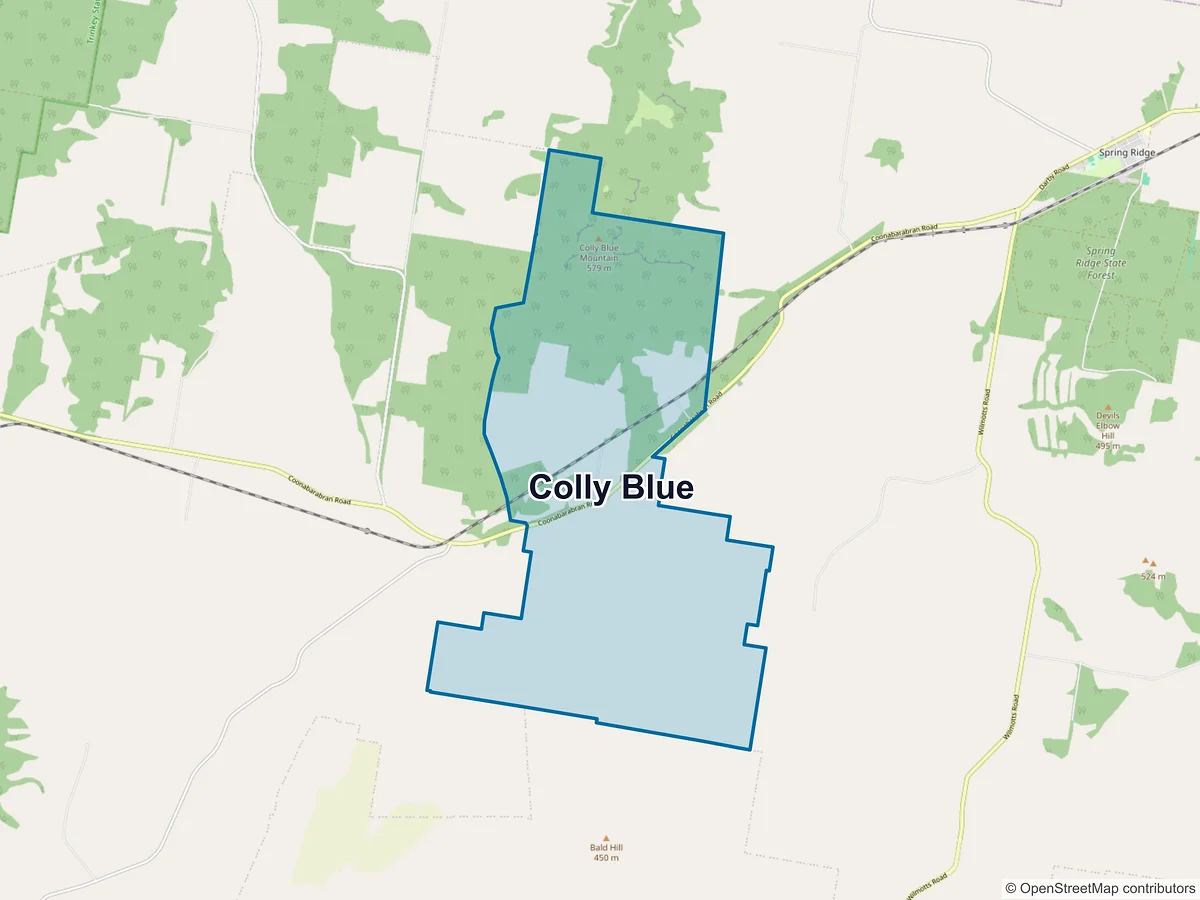 Map of Colly Blue, NSW, Australia