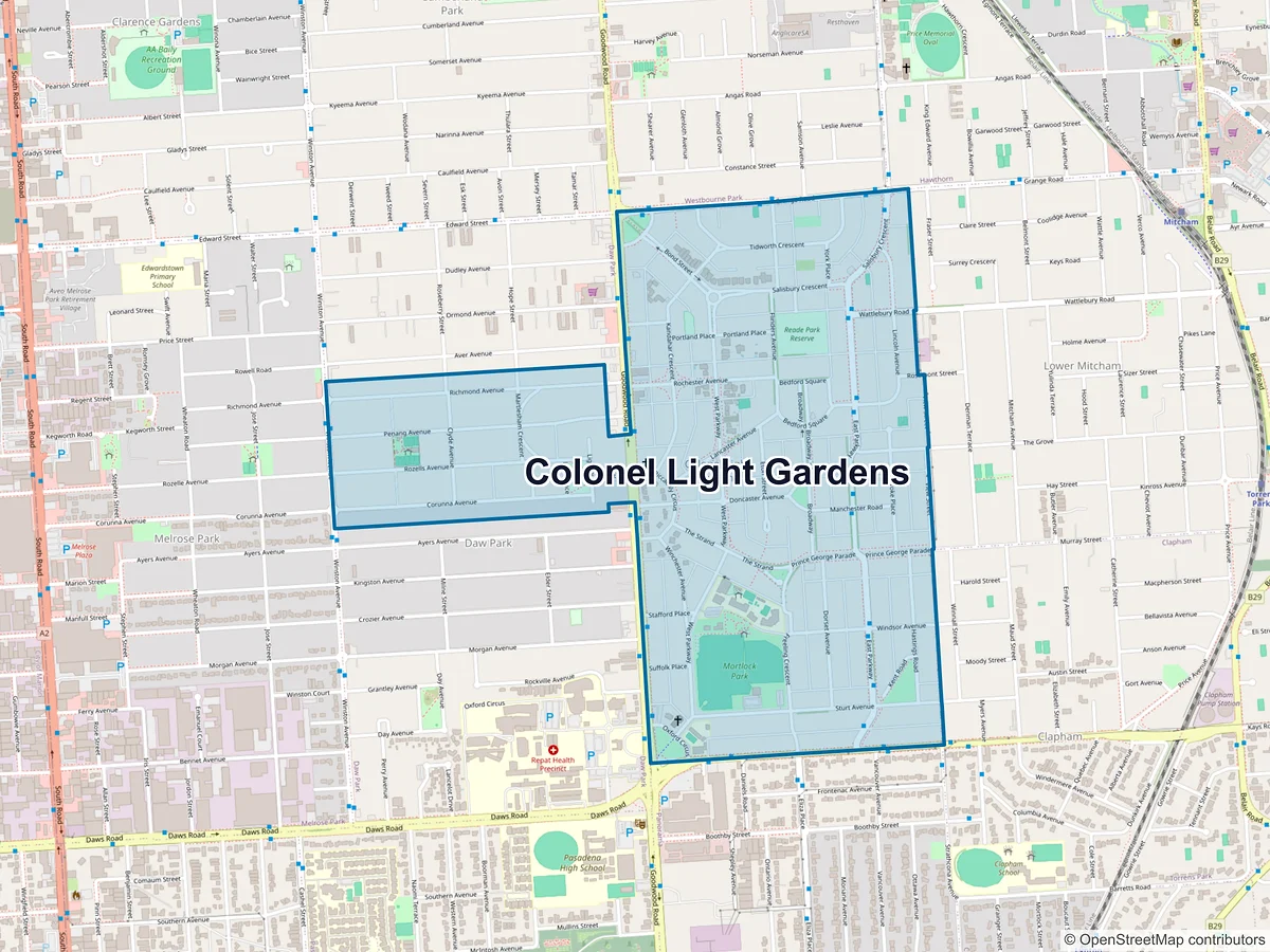 Map of Colonel Light Gardens, SA, Australia