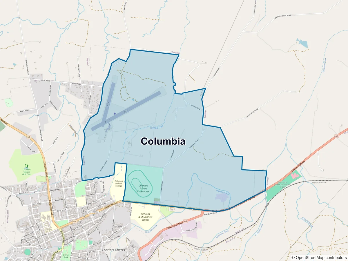 Map of Columbia, QLD, Australia