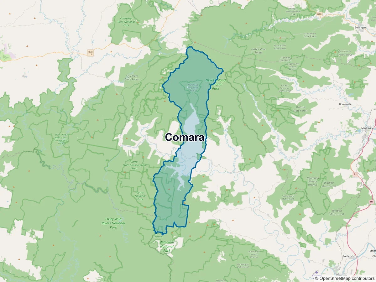 Map of Comara, NSW, Australia