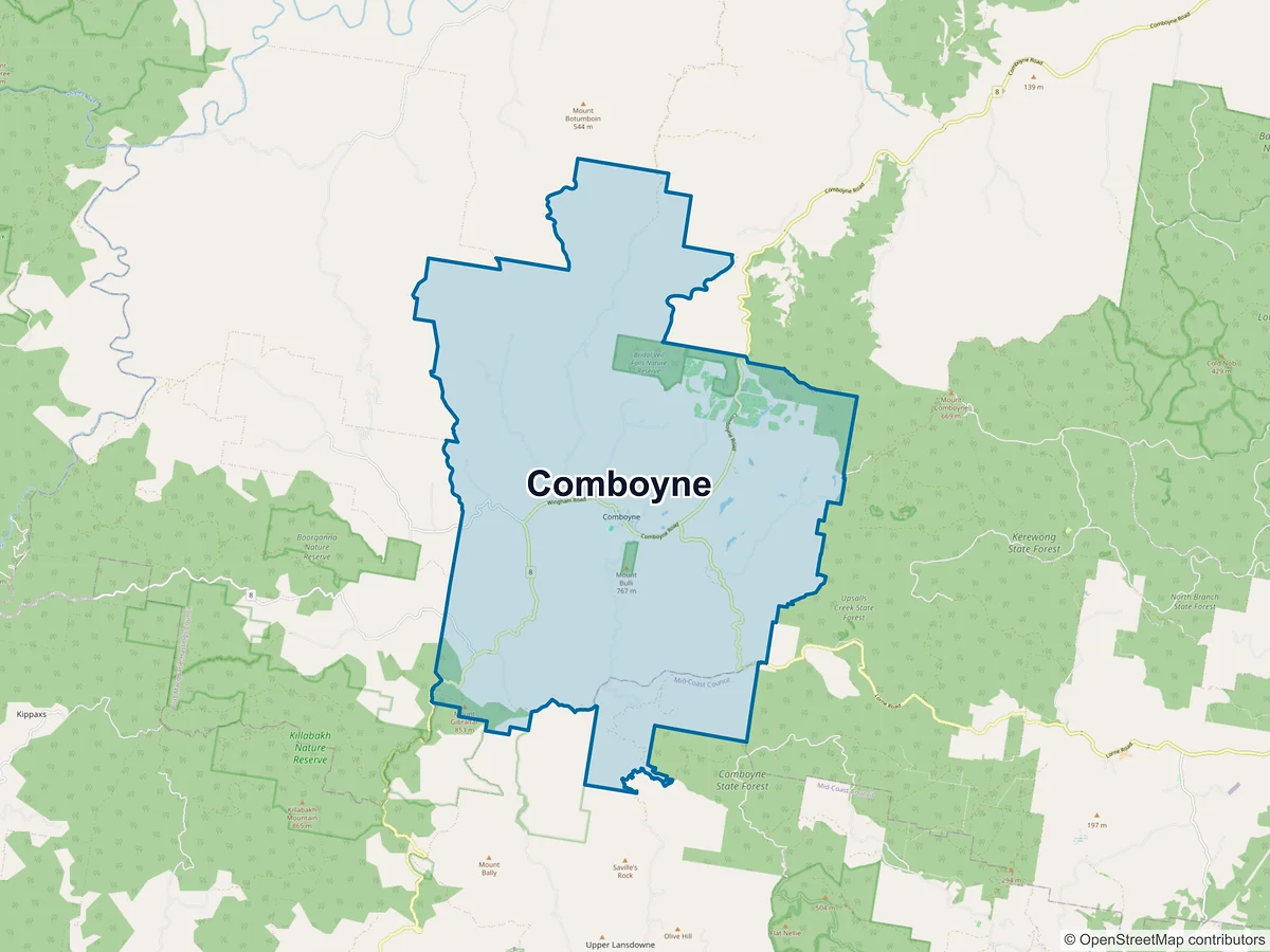 Map of Comboyne, NSW, Australia
