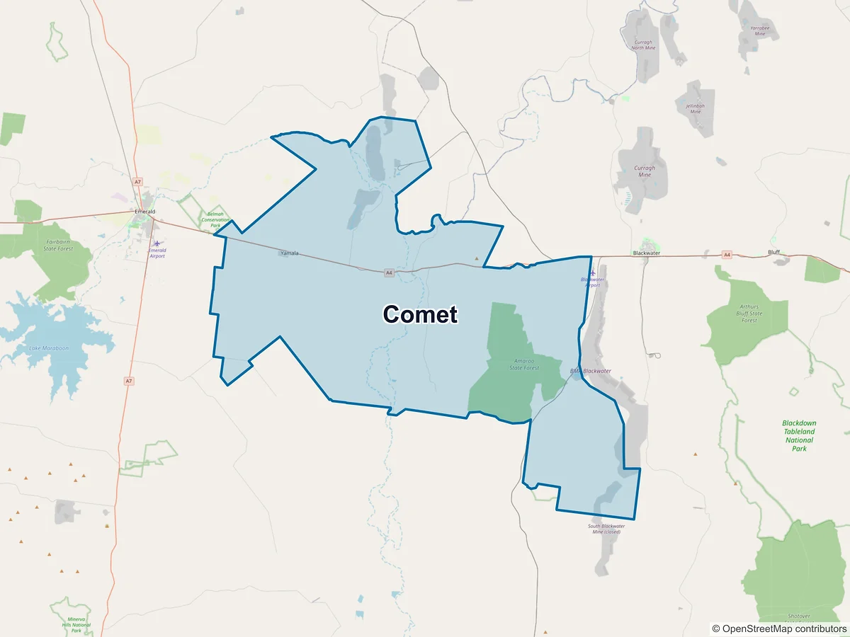 Map of Comet, QLD, Australia