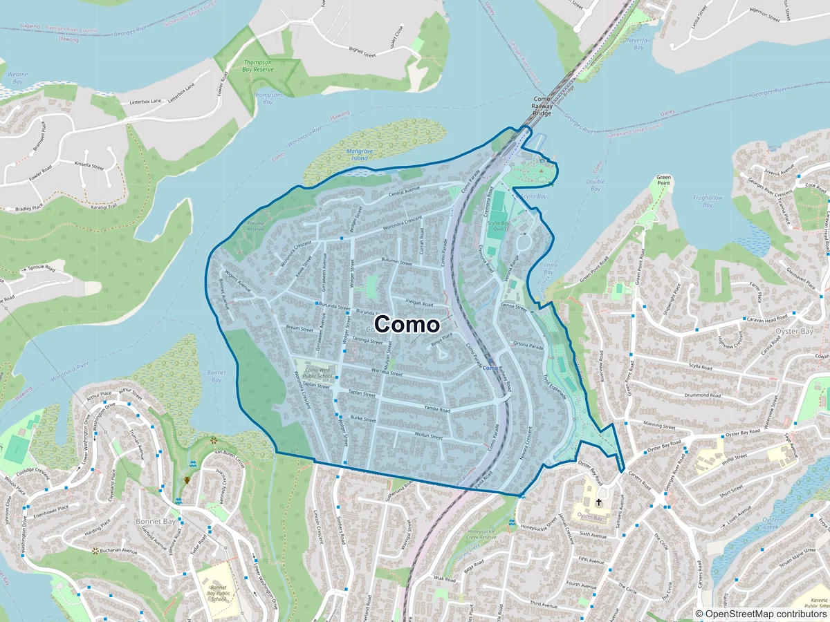Map of Como, NSW, Australia