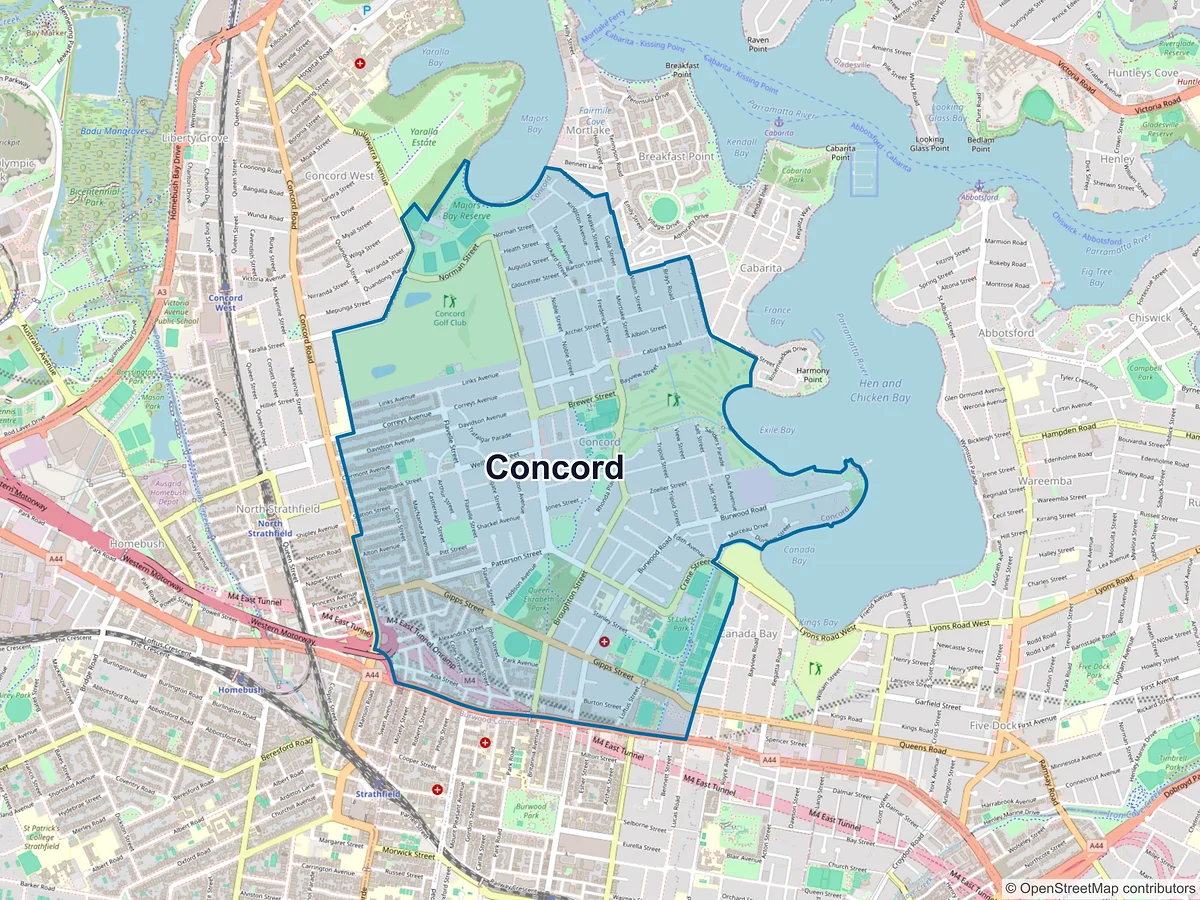Map of Concord, NSW, Australia