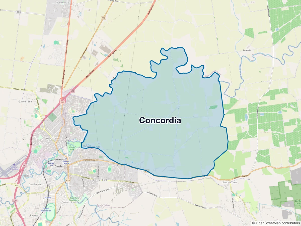 Map of Concordia, SA, Australia