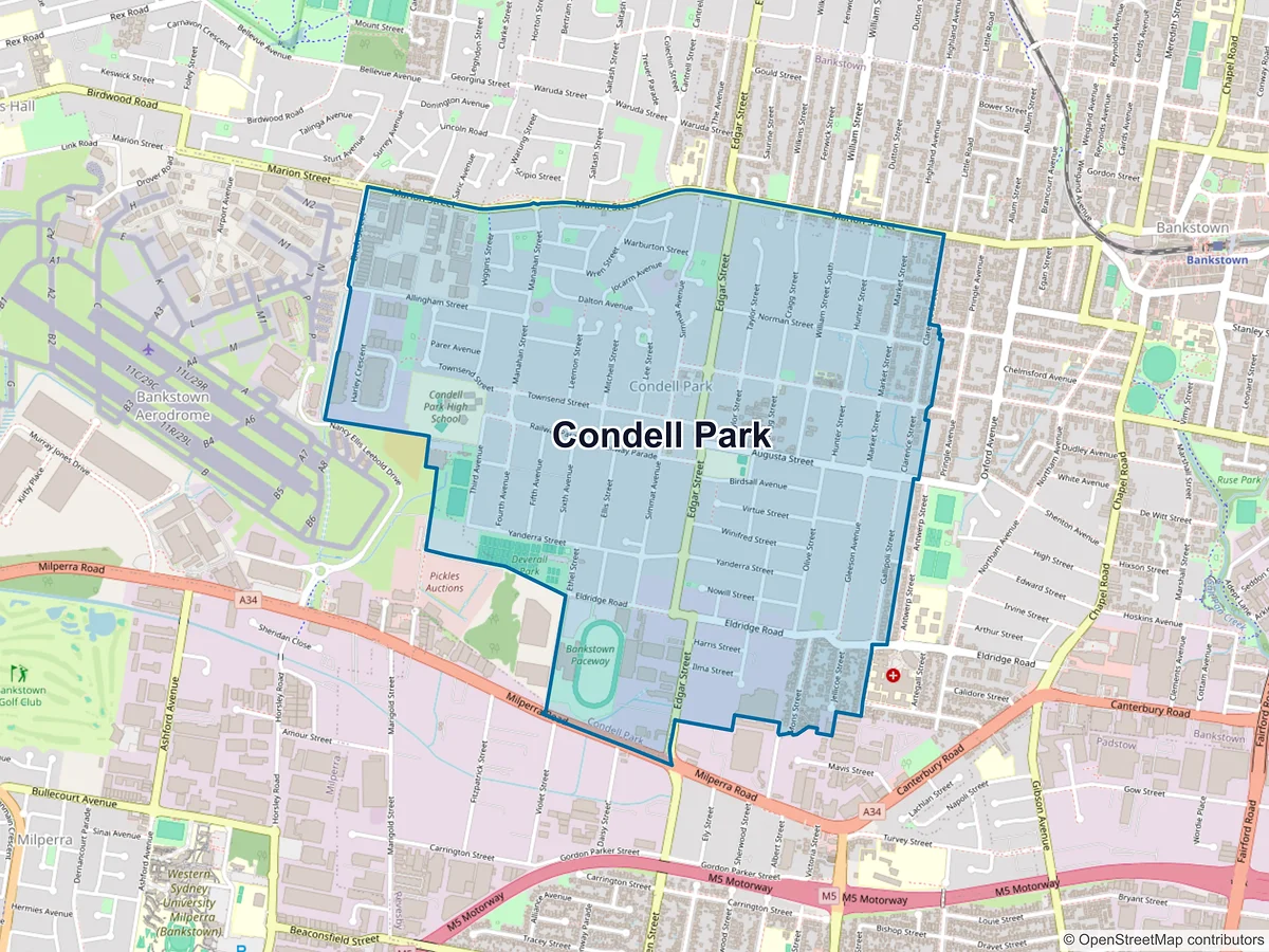Map of Condell Park, NSW, Australia