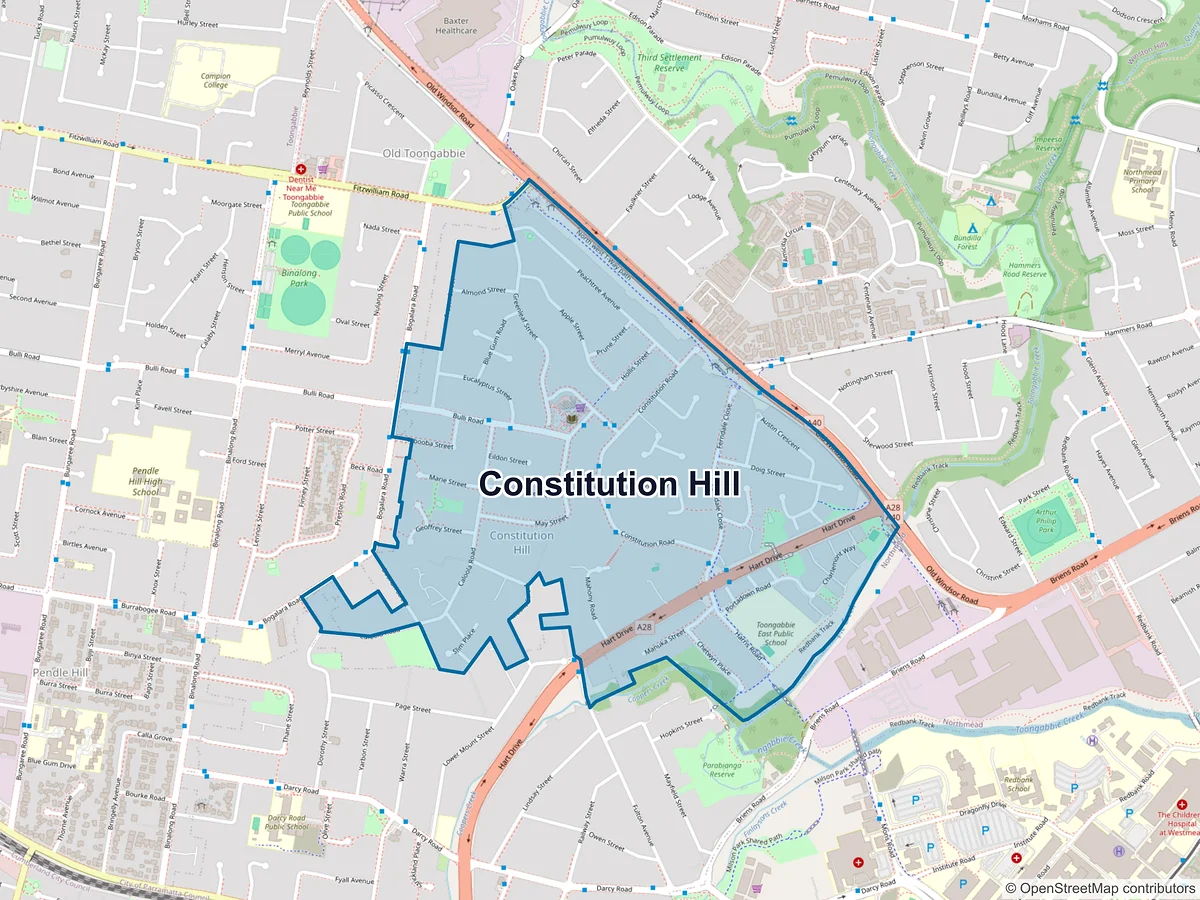 Map of Constitution Hill, NSW, Australia
