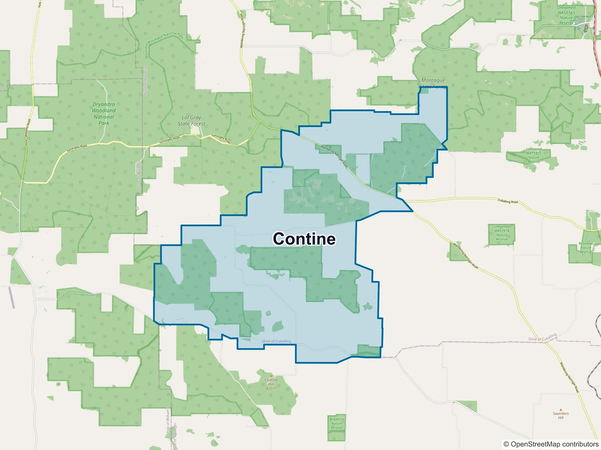 Map of Contine, WA, Australia