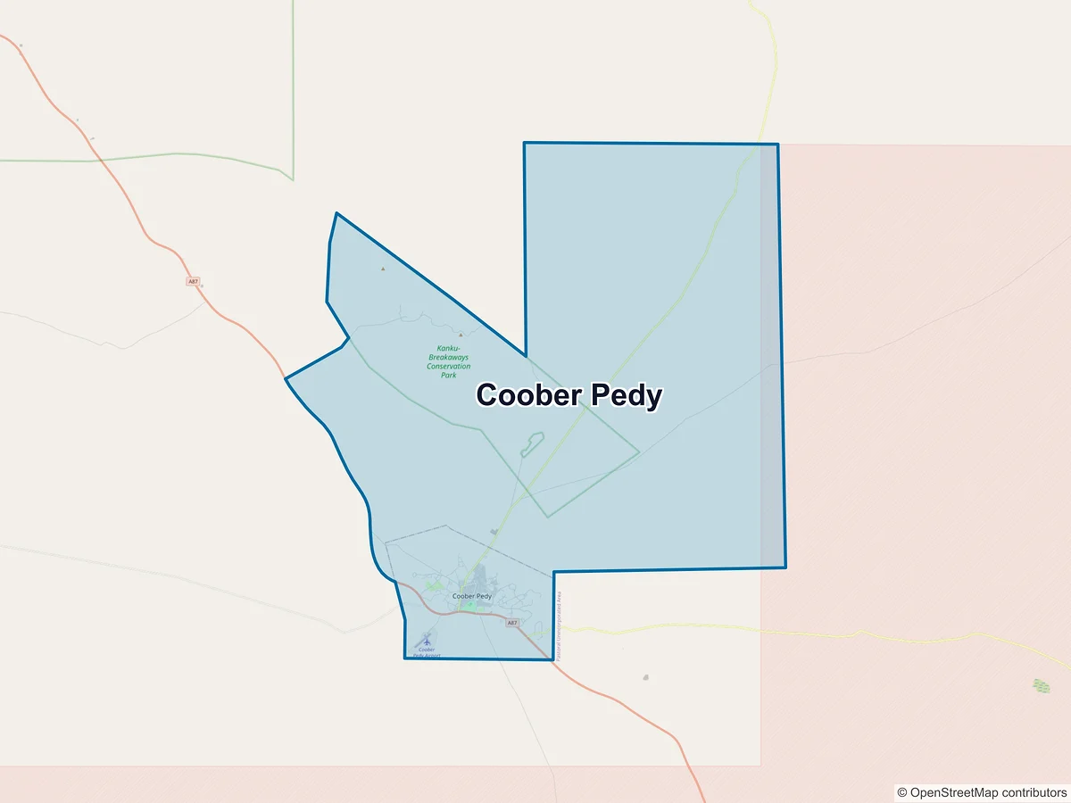 Map of Coober Pedy, SA, Australia