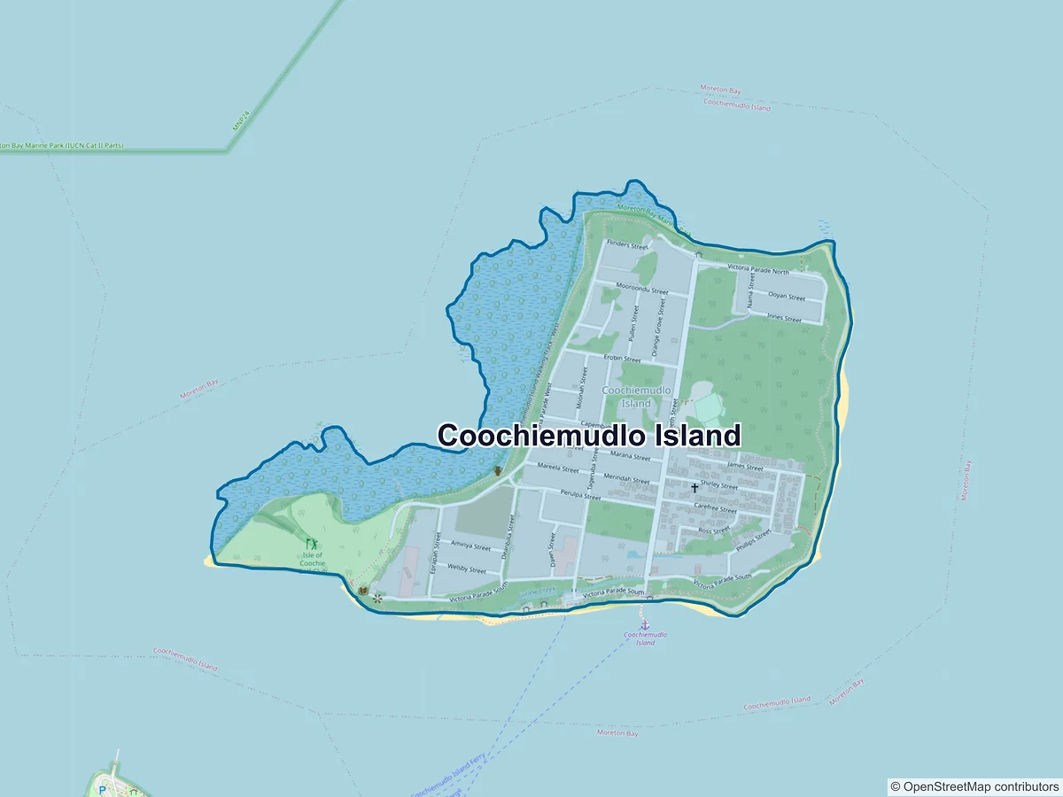 Map of Coochiemudlo Island, QLD, Australia