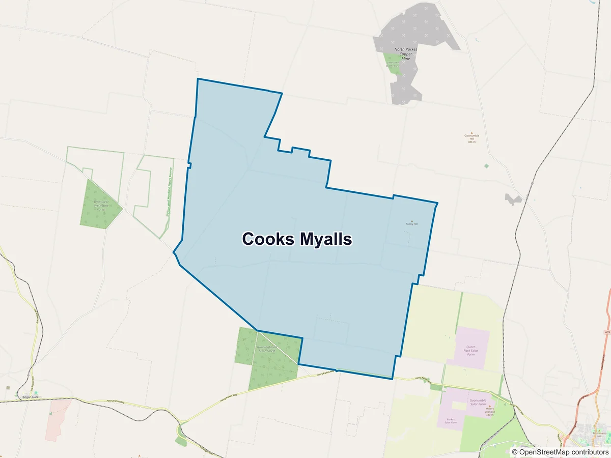 Map of Cooks Myalls, NSW, Australia