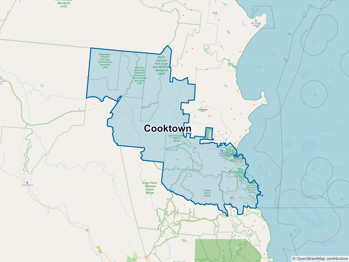 Map of Cooktown, QLD, Australia