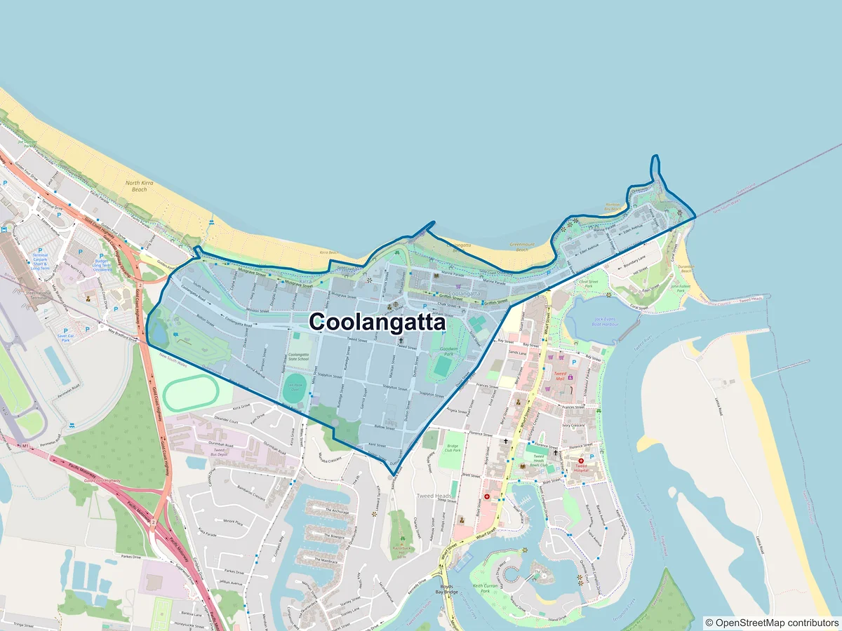 Map of Coolangatta, QLD, Australia