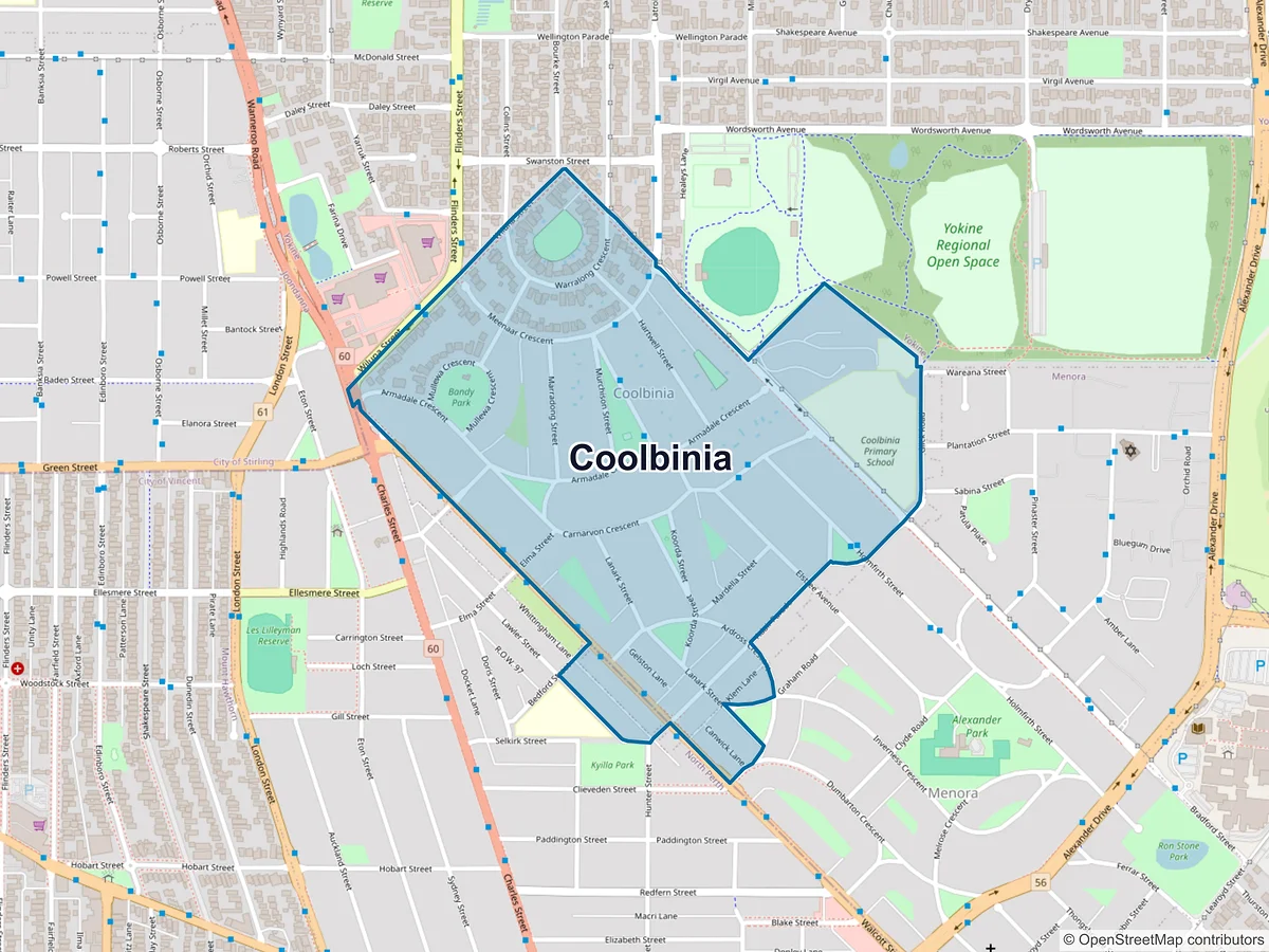 Map of Coolbinia, WA, Australia
