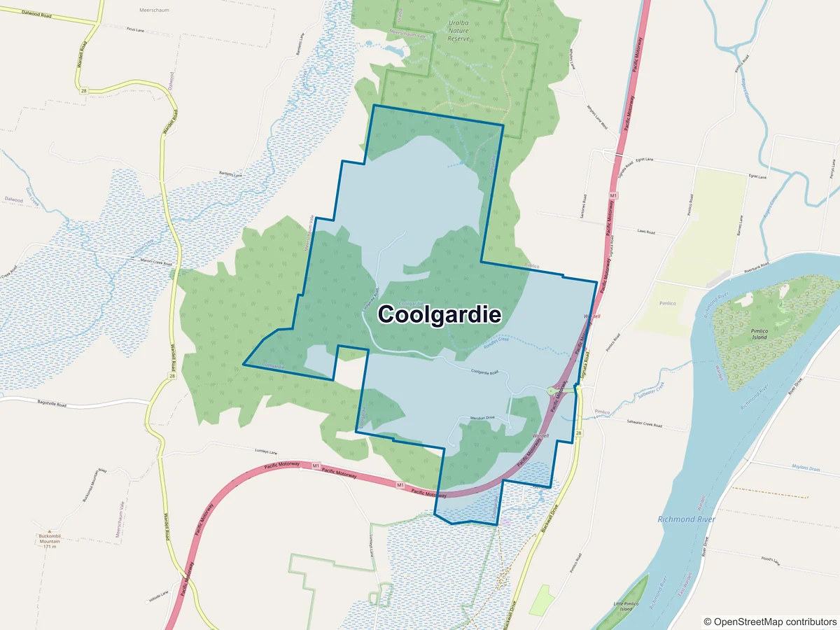 Map of Coolgardie, NSW, Australia