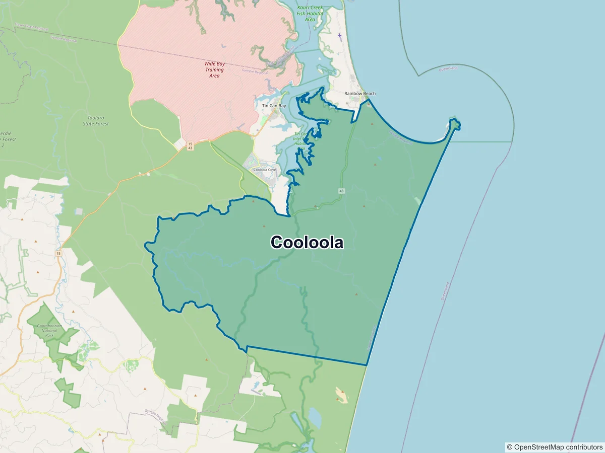Map of Cooloola, QLD, Australia
