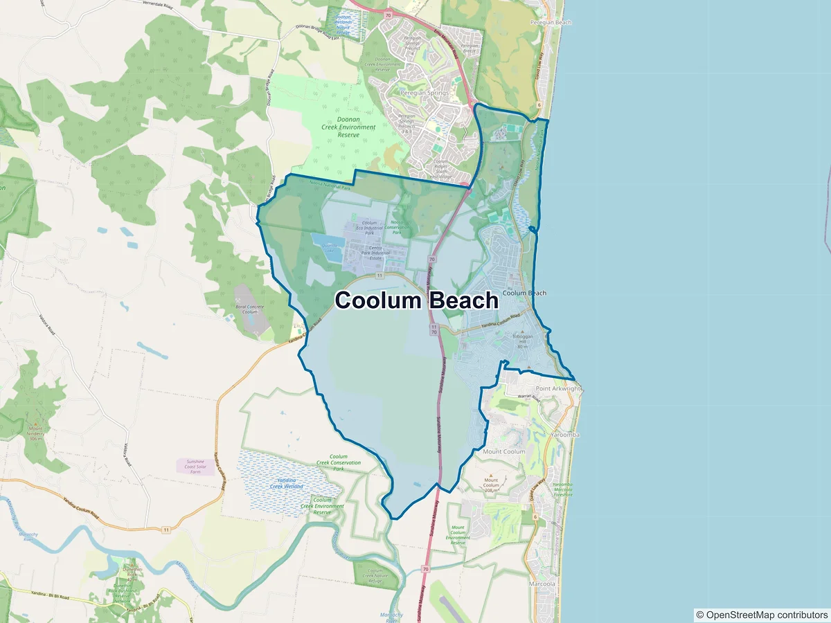 Map of Coolum Beach, QLD, Australia