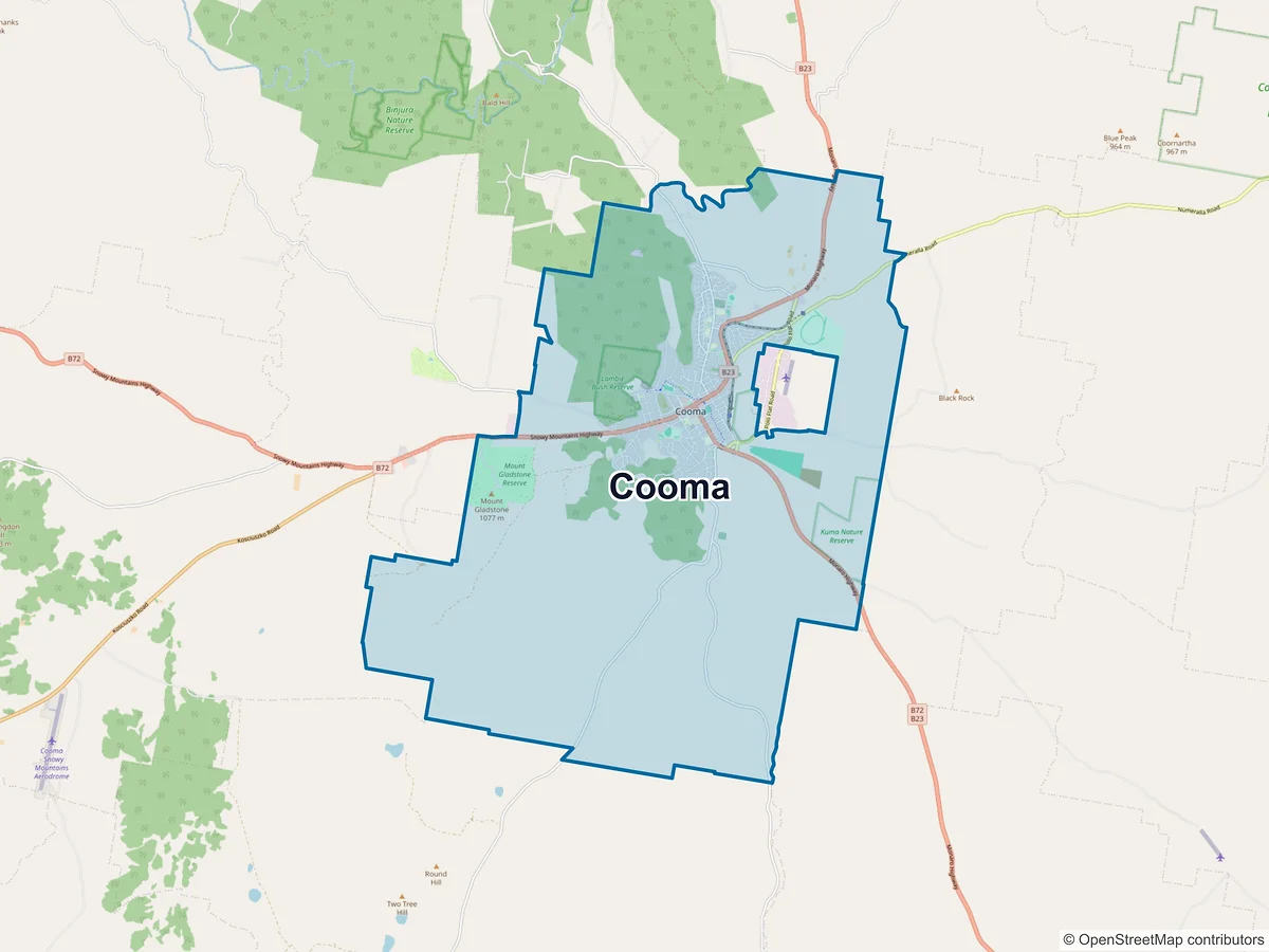 Map of Cooma, NSW, Australia
