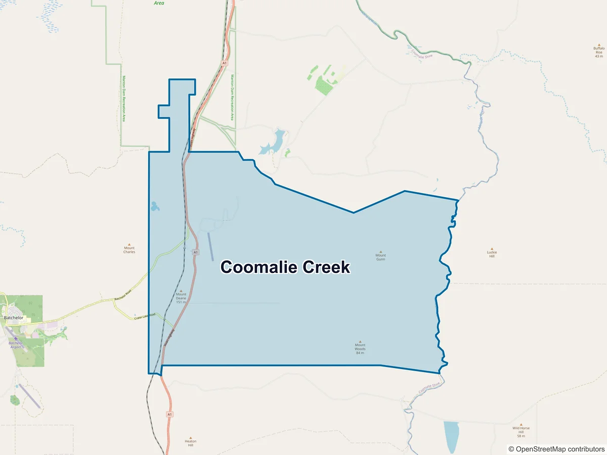 Map of Coomalie Creek, NT, Australia