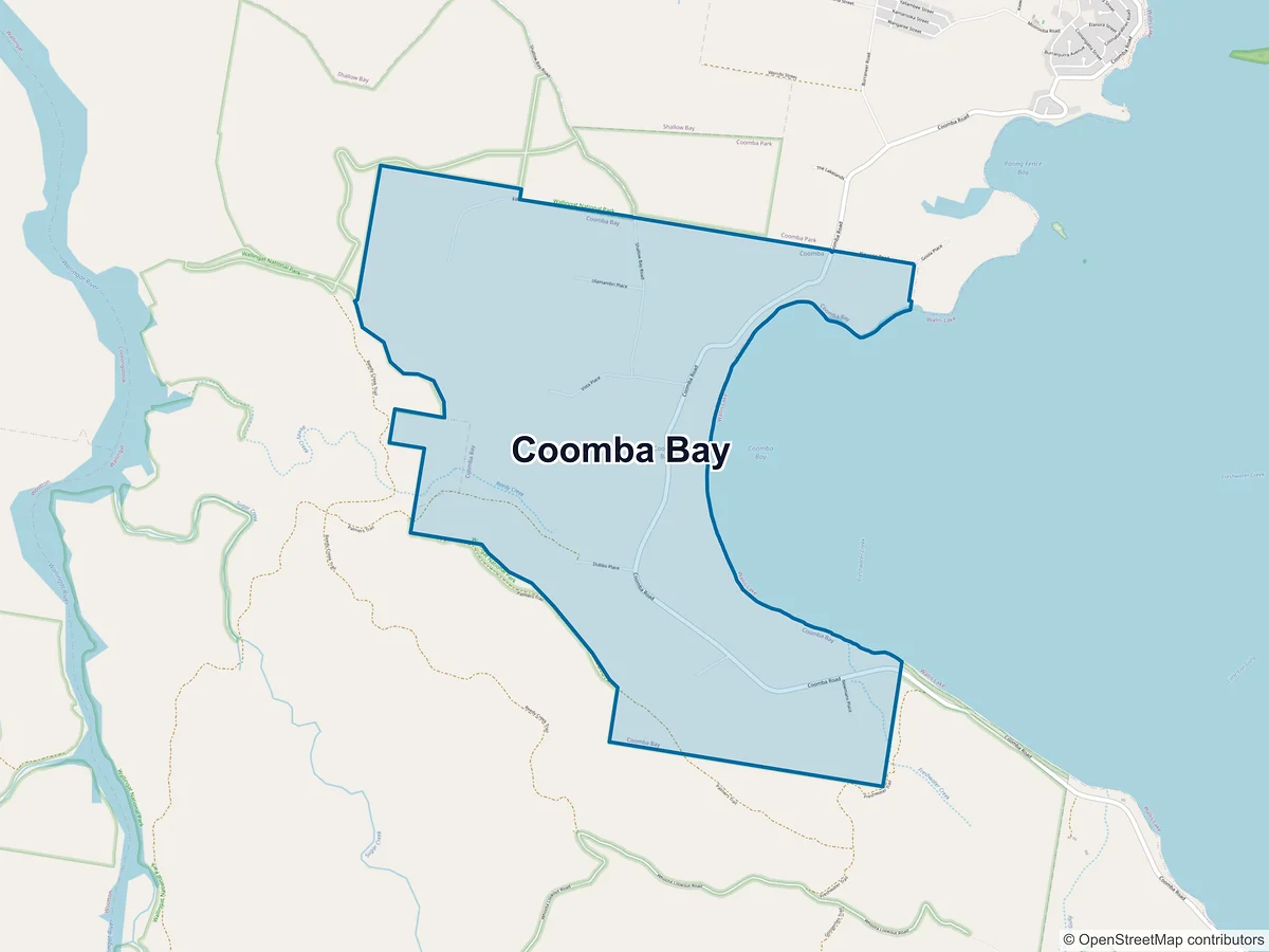 Map of Coomba Bay, NSW, Australia