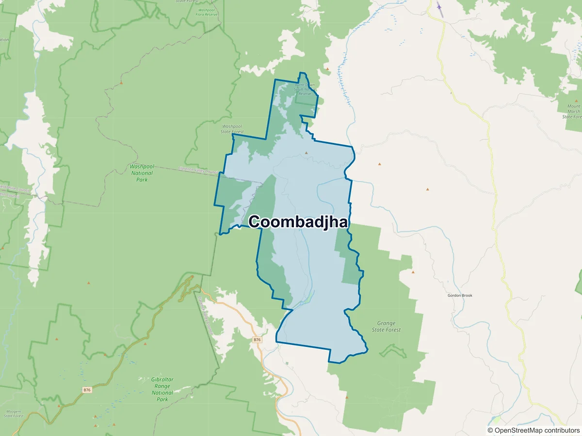 Map of Coombadjha, NSW, Australia